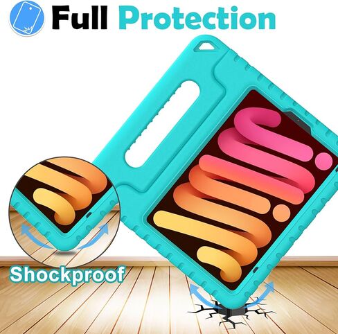 AVAWO Kids Case for iPad Mini 6 (2021,8.3 Inch) with Built-in Screen Protector, Shockproof Lightweight Handle Stand Cover for Model (A2567/A2568/A2569), Black in Kuwait