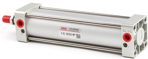 أسطوانة هواء قياسية SNS S-SC 63 x 200 NPT 3/8، التجويف: 2 1/2 بوصة، السكتة الدماغية: 8 بوصة، التمثيل المزدوج in Kuwait
