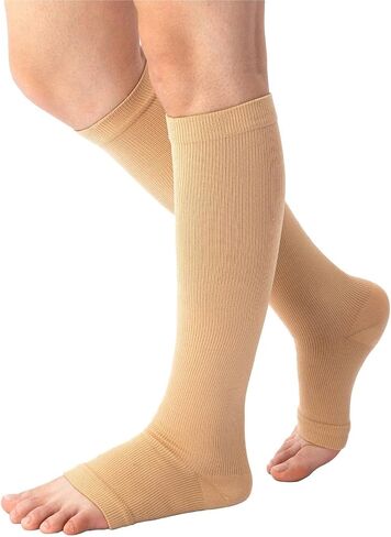 Open toe toeless Compression Socks 3 Pairs 15-20 mmHg Support Pregnancy，Running，Sports,Flight Travel in Saudi Arabia