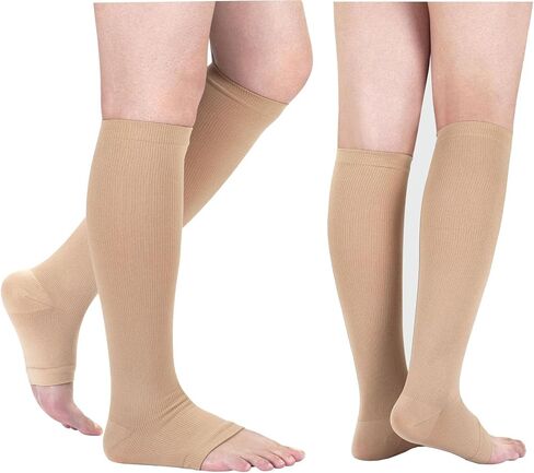 Open toe toeless Compression Socks 3 Pairs 15-20 mmHg Support Pregnancy，Running，Sports,Flight Travel in Saudi Arabia