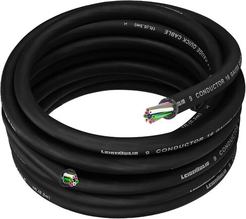 LEIGESAUDIO 20 Feet 9 Conductor Speaker Wire/Cable - 18 AWG 100% Pure OFC, Ultra-Flex and Easy Peel Jacket, Bare Copper with Color Coded Conductors in Saudi Arabia