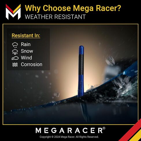Mega Racer 5" Silver Carbon Fiber Antenna for Car, Truck, SUV - AM/FM Radio Reception, 6061 Solid Aluminum, Anti-Theft Design, Car Wash Safe, Universal Antenna Replacement, 1 Piece in Kuwait