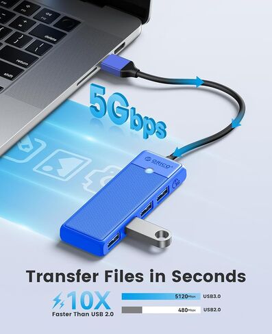 ORICO USB C to USB Adapter 4 Port USB C Hub with 1 * 100W Power Delivery 1* USB C 3.0 Data Port 2* USB 3.0 Data Ports, USB C Splitter for MacBook Pro, MacBook Air, iPad Pro, XPS, and More in Kuwait