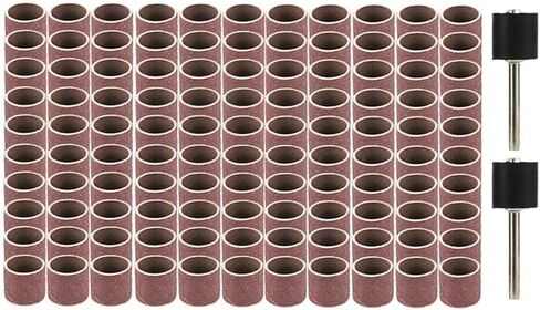 مجموعة طبلة سنفرة مكونة من 102 قطعة، و100 قطعة من 180 حبيبة طبلة وأكمام شريط سنفرة للأظافر وقطعتين من مماسك الطبلة 6.35 مم للأداة الدوارة in Kuwait