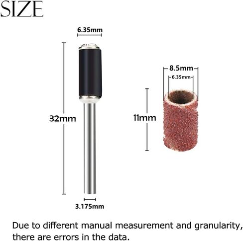 مجموعة طبلة سنفرة مكونة من 102 قطعة، و100 قطعة من 180 حبيبة طبلة وأكمام شريط سنفرة للأظافر وقطعتين من مماسك الطبلة 6.35 مم للأداة الدوارة in Kuwait
