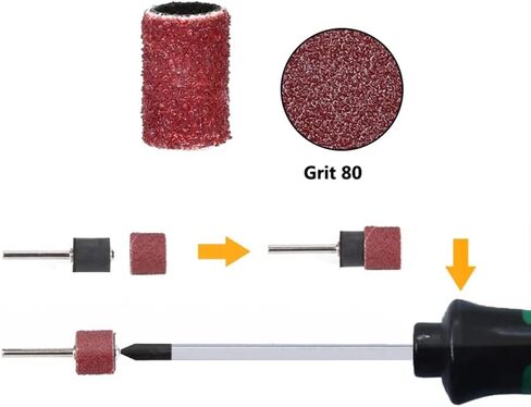 مجموعة طبلة سنفرة مكونة من 102 قطعة، و100 قطعة من 180 حبيبة طبلة وأكمام شريط سنفرة للأظافر وقطعتين من مماسك الطبلة 6.35 مم للأداة الدوارة in Kuwait