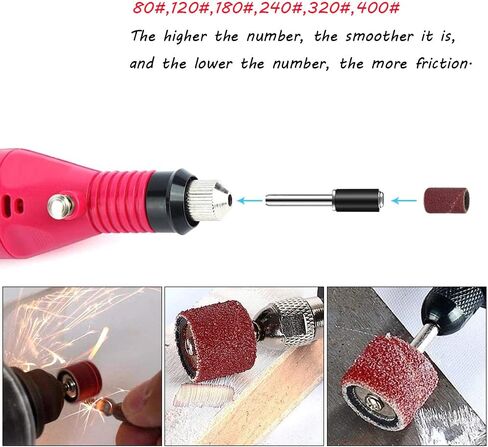 مجموعة طبلة سنفرة مكونة من 102 قطعة، و100 قطعة من 180 حبيبة طبلة وأكمام شريط سنفرة للأظافر وقطعتين من مماسك الطبلة 6.35 مم للأداة الدوارة in Kuwait