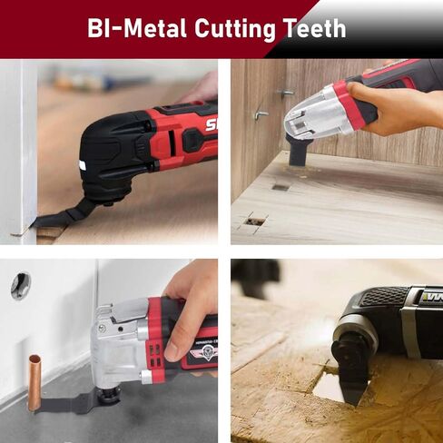 Piokrtye 10Pcs Extra Long Oscillating Saw Blades | Arc Edge Bi-Metal Multitool Blades for Wood with Nails, Wood, Metal | Universal Quick Release Oscillating Tool Blades Kits Fit for Dewalt Milwaukee in Kuwait