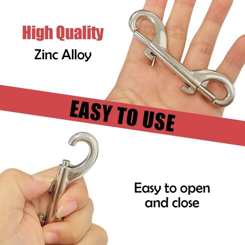 Sutekus Bolt Snaps خطافات مزدوجة الأطراف 3.5 بوصة من سبائك الزنك سلسلة زناد لدلو الماء مقود الكلب حبال دلاء التغذية، 6 قطع (فضي) in Saudi Arabia