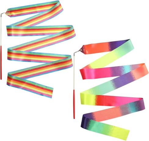 CREATCABIN 2Pcs Polycotton Dance Ribbons Blue Gymnastic Ribbons Rhythmic Gymnastic Streamers Twirling Ribbons with Wand for Talent Shows Artistic Dancing Circus Carnival Baton Stick Twirling 76.7Inch in Saudi Arabia