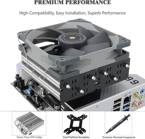 Thermalright SI-100 CPU Air Cooler, 6×6mm Heat Pipes, 120mm PWM Quiet Fan CPU Cooler with 2000RPM, for AM4 /AM5,Intel 1150/1151/1200/1700/1851/2011,100mm Low Profile PC Cooling in Saudi Arabia
