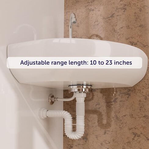 Flexible P-Trap 1-1/2" (White) with Female Nut on Both Ends for Kitchen Sink drain and Variable Height Shampoo Bowls in Saudi Arabia