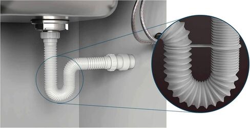 Flexible P-Trap 1-1/2" (White) with Female Nut on Both Ends for Kitchen Sink drain and Variable Height Shampoo Bowls in Saudi Arabia