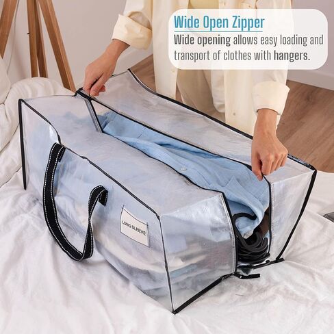 VENO 4 عبوات من الحقائب المتحركة البلاستيكية لتخزين الملابس منظمة كبيرة مع غطاء/سحاب. صناديق التعبئة / الصناديق البديلة. أساسيات لوازم الكلية القابلة للطي وتوفير المساحة (جزء النافذة BLK، 4 عبوات) in Kuwait
