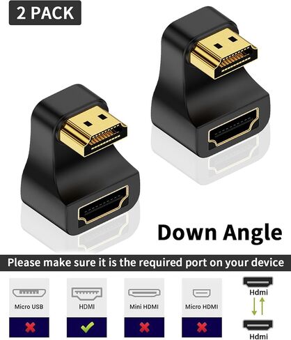 بويكوت محول HDMI 2.1 180 درجة، محول HDMI على شكل حرف U 8K بزاوية اعلى HDMI 2.1، محول تمديد 48Gbps HDMI ذكر الى انثى مع مؤشر LED لتلفزيون HDTV، PS5، اللابتوب، عبوة واحدة in Kuwait