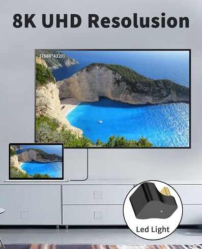 بويكوت محول HDMI 2.1 180 درجة، محول HDMI على شكل حرف U 8K بزاوية اعلى HDMI 2.1، محول تمديد 48Gbps HDMI ذكر الى انثى مع مؤشر LED لتلفزيون HDTV، PS5، اللابتوب، عبوة واحدة in Kuwait