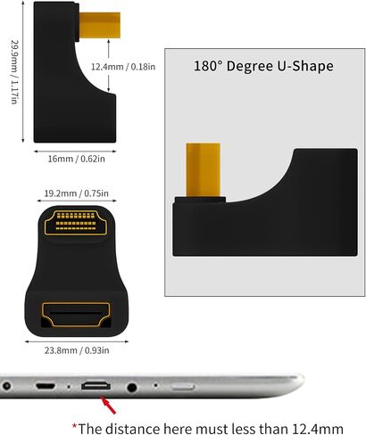بويكوت محول HDMI 2.1 180 درجة، محول HDMI على شكل حرف U 8K بزاوية اعلى HDMI 2.1، محول تمديد 48Gbps HDMI ذكر الى انثى مع مؤشر LED لتلفزيون HDTV، PS5، اللابتوب، عبوة واحدة in Kuwait