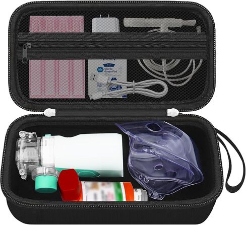 Travel Case for Portable Nebulizer Machine for Adults and Kids, Asthma Inhaler Carrying bag, Inhaler Spacer Storage Case Organizer, Handheld Mesh Atomizer Machine Holder, Black (Case Only) in Saudi Arabia