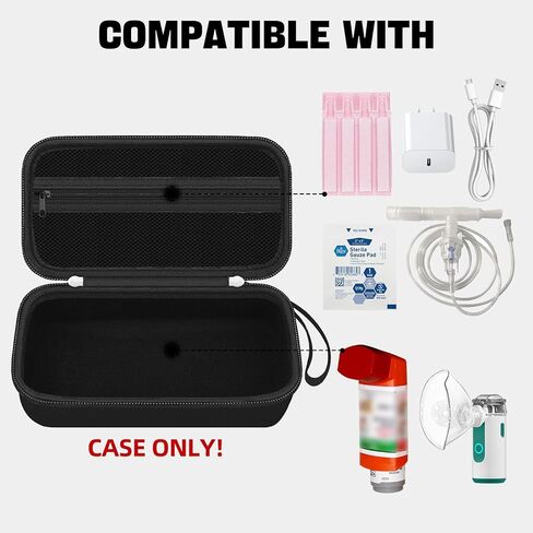 Travel Case for Portable Nebulizer Machine for Adults and Kids, Asthma Inhaler Carrying bag, Inhaler Spacer Storage Case Organizer, Handheld Mesh Atomizer Machine Holder, Black (Case Only) in Saudi Arabia