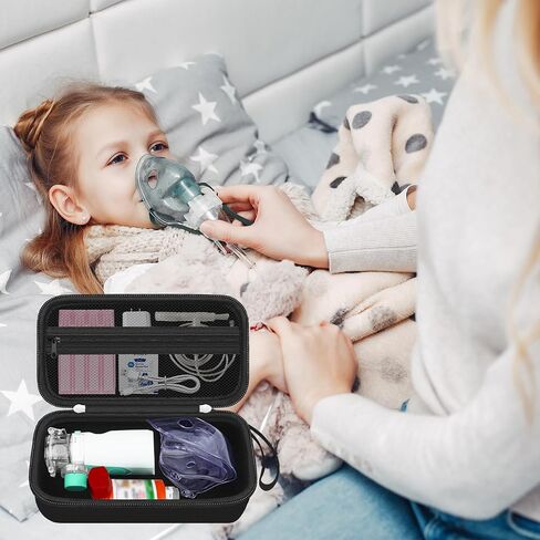 Travel Case for Portable Nebulizer Machine for Adults and Kids, Asthma Inhaler Carrying bag, Inhaler Spacer Storage Case Organizer, Handheld Mesh Atomizer Machine Holder, Black (Case Only) in Saudi Arabia