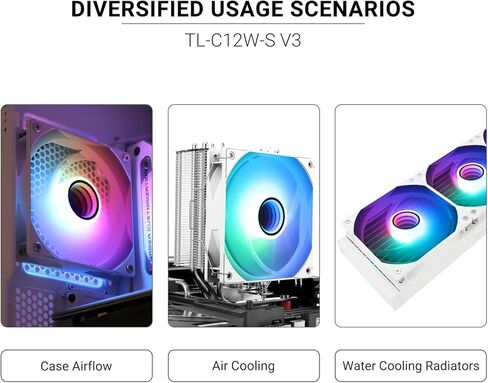 Thermalright TL-C12W-S V3 CPU Fan 120mm Case Cooler Fan ARGB, 4pin PWM Connector Silent Computer Fan with S-FDB Bearing,Desktop Cooling Fan has ARGB Mirror Light Effect (TL-C12W-S V3) in Saudi Arabia