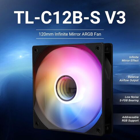 Thermalright TL-C12W-S V3 CPU Fan 120mm Case Cooler Fan ARGB, 4pin PWM Connector Silent Computer Fan with S-FDB Bearing,Desktop Cooling Fan has ARGB Mirror Light Effect (TL-C12W-S V3) in Saudi Arabia