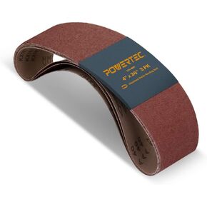 POWERTEC 110133 4 x 36 Inch Sanding Belts | 100 Grit Aluminum Oxide Belt Sander Sanding Belt | Sandpaper for Belt and Disc Sander – 3 Pack