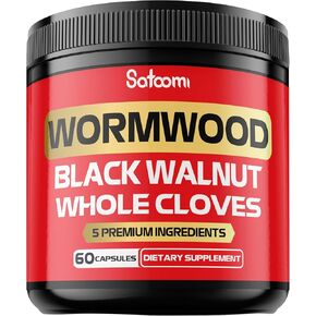 5 in 1 Wormwood Capsules Supplement - Extracted from Black Walnut, Whole Cloves, Turmeric and Berberine HCl - Immune System & Digestion Health - 60 Capsules