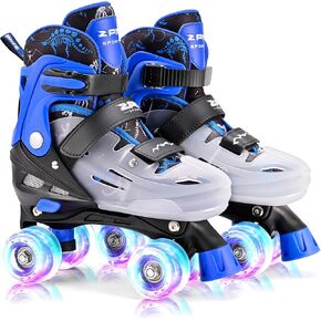 2PM SPORTS Roller Skates for Girls Boys Kids Age 4-6 5-8 6-12 8-12 with Light Up Wheels, Adjustable Youth Rollerskates Size 10C 11C 12C 13C 1 2 3 4 5 6