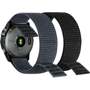 Abanen Hook and Loop Quick Dry Watch Band for Fenix 7X / Fenix 6X / Fenix 5X / Instinct 2X, 26mm Woven Nylon Ultralight Sport Wristband Strap for Garmin Enduro 2,epix Pro 51mm
