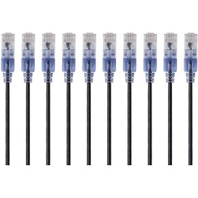 Monoprice Cat6A Ethernet Patch Cable - Snagless RJ45, 550Mhz, 10G, UTP, Pure Bare Copper Wire, 30AWG, 10-Pack, 10 Feet, Black - SlimRun Series