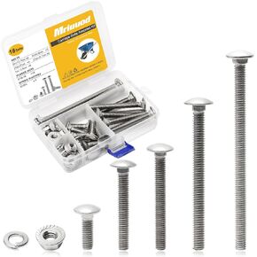 18 Sets 5/16-18 Carriage Bolts for Wheelbarrow Handles Nut and Bolt Set 304 Stainless Steel Wheelbarrow Rebuild Parts Replacement Assortment Kit for Furniture Repair, and Wood Joining