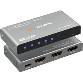 8K 2x1 HDMI Switch 2 Inputs 1 Output | 8K 60Hz, 4K 120Hz, 1080P 240Hz | Compatible w/HDR & Dolby Vision | Supports IR Remote, Auto Switch, ALLM, VRR, QFT by J-Tech Digital [JTECH-8KSW21C]