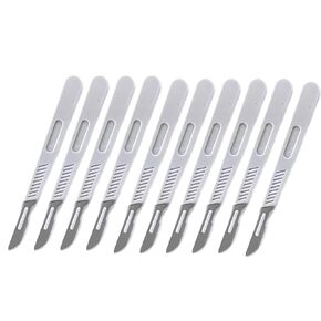 Surgical Scalpel Dermaplane Blades with Handle #10r, Dermaplaning Tools, Dermablade for Women Podiatry Face Crafts Individually Sterilized Wrapped with Protective Tip Cover (Pack of 5)