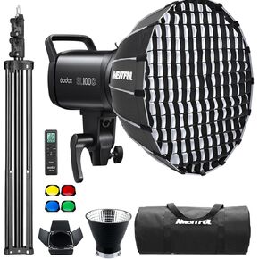 Godox SL100Bi 100W 2800-6500K أبيض أصفر لوحة ال سي دي ضوء فيديو LED خرج مستمر Bowens جبل ضوء استوديو مع P60 سريع التثبيت ، حقيبة حمل ، حامل ضوء in Kuwait