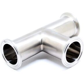 QiiMii Tri Clamp 1.5" Equal Tee Tri Clover Tee Fittings Stainless Steel SS304,38mm Pipe OD（1.5 Inch）
