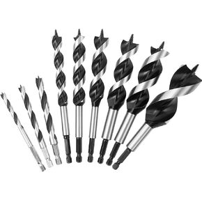 KENDO 13-Piece Spade Drill Bit Sets, Alloy Steel Paddle Flat Bit with Quick Change Shank, Flat Wood Hole Cutter Fit for Woodworking, Assorted Bits with Nylon Storage Pouch, 1/4" to 1-1/2"