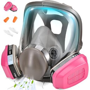 Full Face Respirator Mask with Filter - Reusable Gas Masks with 6001 Activated Carbon Filter, Mask Respirators for Painting, Dust, Welding, Cutting, Woodworking, Chemical, Organic Vapor