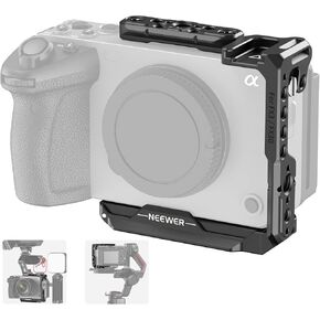 NEEWER FX3/FX30 Camera Cage with HDMI Cable Clamp, NATO Rail, 3/8" ARRI Locating Holes, 1/4" Threads Compatible with Sony FX3 FX30/Original XLR Handle, Compatible with DJI RS2 RS3 Gimbal, CA011