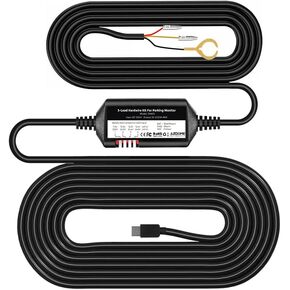AZDOME Micro USB Port 3-Lead Acc Hardwire Kit for M300S Dash Cam, 12ft with Fuse Kit, for Dash Camera 24H Parking Monitor Mode, Converts 12V-24V to Output 5V/2.5A Max JYX04