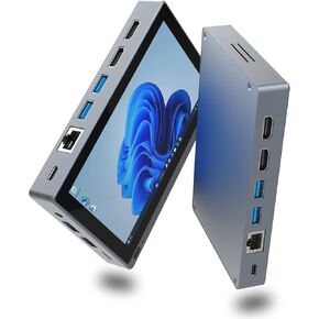 HIGOLEPC Mini PC Windows 11 PRO,Intel Celeron J4125 Mini Computer,8GB DDR,256GB EMMC,Mini PC with Screen,Micro PC Support 4K HDMI Double Display,WiFi 5.0, BT4.2, Gigabit Ethernet
