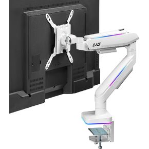AVLT RGB Lights Dual 17"-43" Gaming Monitor Arm Desk Mount, Fits Two Flat/Curved/Ultrawide Screen up to 44lbs(20kg), Height Swivel Tilt Adjustable Stand – White