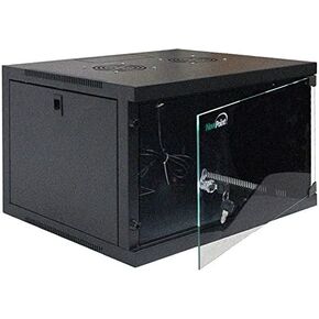 NavePoint 9U Wall Mount Network Cabinet for 19" IT Equipment with Lockable Glass Door & Removable Side Panels, 2 Fans, 17.7" Deep, Pre-Assembled
