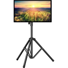 PERLESMITH TV Tripod Stand-Portable TV Stand for 23-60 Inch LED LCD OLED Flat Screen TVs-Height Adjustable Display Floor TV Stand with VESA 400x400mm, Holds up to 88lbs PSTM1