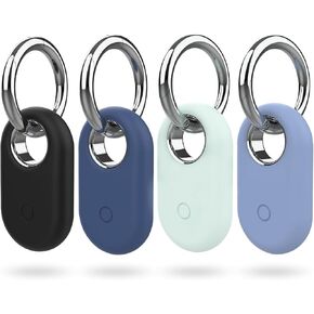 4 Pack Smarttag2 Holder Compatible with Samsung Galaxy SmartTag2, Soft Silicone Case All-Round Protection Against Scratch and Drop, with Keychain Suitable for Keys, Bags, Luggage, and Valuables