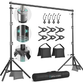 Julius Studio 10 Feet Wide Photography Photo Muslin Background Support Stand Backdrop Crossbar Kit, Backdrop Support Stand with Carry Bag, JSAG576