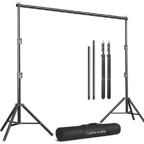 Julius Studio 10 Feet Wide Photography Photo Muslin Background Support Stand Backdrop Crossbar Kit, Backdrop Support Stand with Carry Bag, JSAG576
