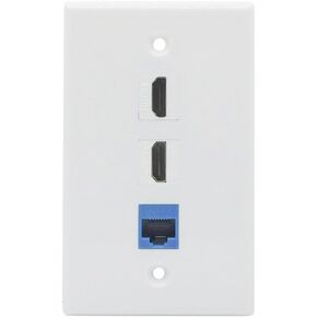 HDMI and Ethernet Wall Plate - 4K HDMI RJ45 Cat6 Keystone Jack Network Wall Plate Female to Female for HDTV