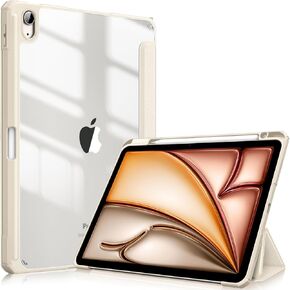 Fintie Hybrid Slim Case for iPad Air 5th Generation (2022) / iPad Air 4th Generation (2020) 10.9 Inch - [Built-in Pencil Holder] Shockproof Cover with Clear Transparent Back Shell, Starlight
