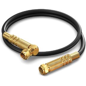 RG6 Quad Shield Coaxial Cable 15 Feet, 90 Degree Angled Cable Cord for TV Cable Wire, Coax Cable 15 Ft